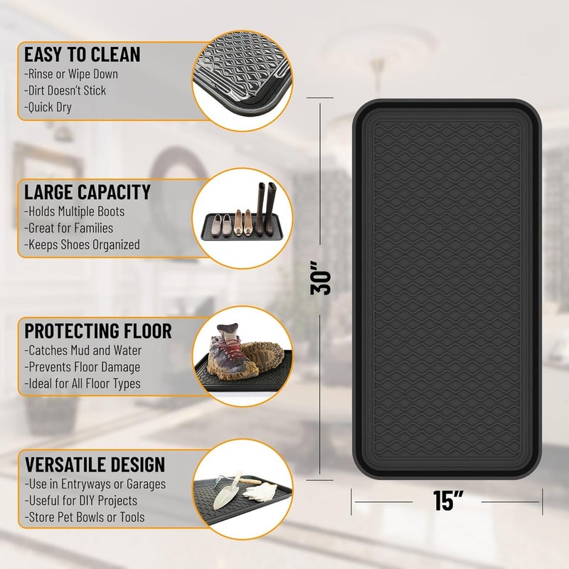 Ottomanson Multipurpose All Season Boot Tray Mat, Reusable Pee Pad For Dogs, 15" x 30" - Image 3
